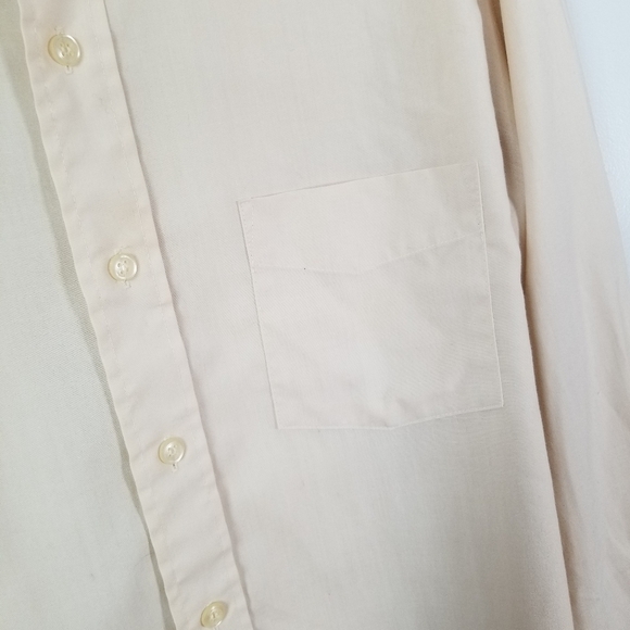 Vintage Beige Tan Work Shirt, Button Up Dress Shirt, thin Men 16-33 - Picture 7 of 7